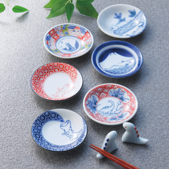 江戸っ子恐竜　まめ皿・箸置ペア