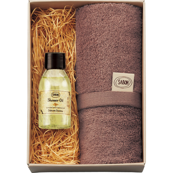 ＳＡＢＯＮ　シャワーオイル５０ｍｌ＆オーガニックタオル　ジャスミン