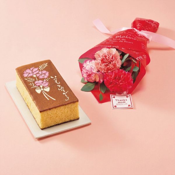 5/11まで申し込み可　【母の日専用】長﨑堂　母の日カステーラと母の日花束のセット