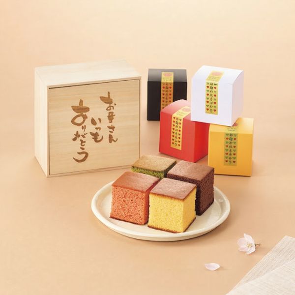 5/17まで申し込み可　【母の日専用】京都　三源庵　お福分けカステラ４個セット桐箱入り