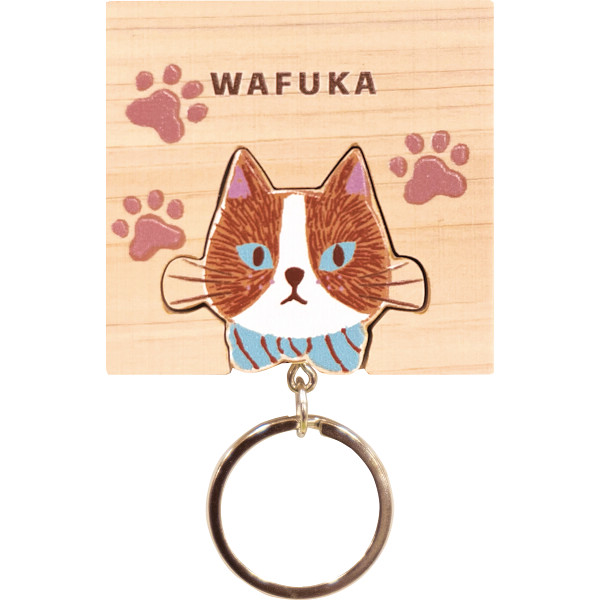 ＷＡＦＵＫＡ Ｈｉｎｏｋｉ ｋｅｙｒｉｎｇ(ひのきキーリング)ねこ