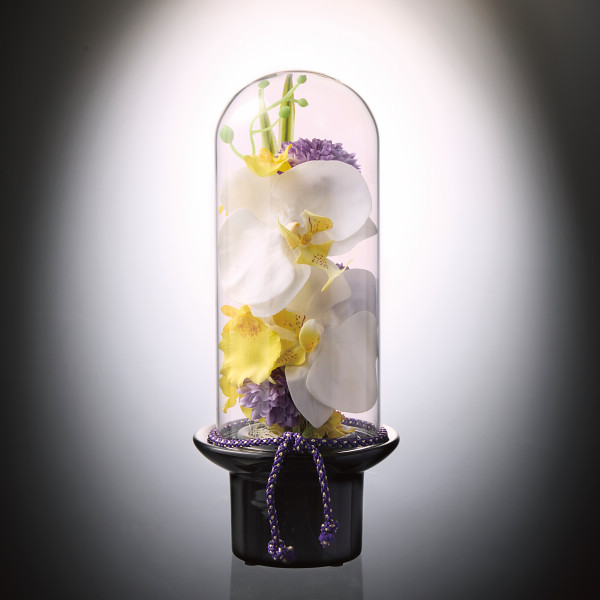 プリマ ガラスドームの供花 胡蝶蘭(造花)