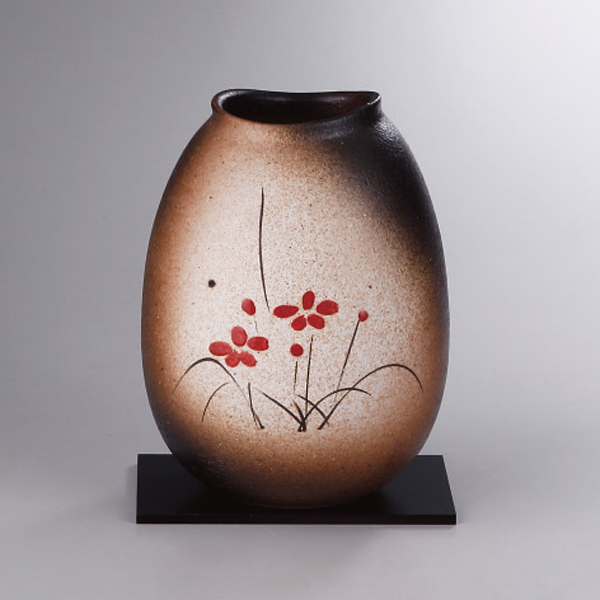 信楽焼 手描き華絵 花瓶