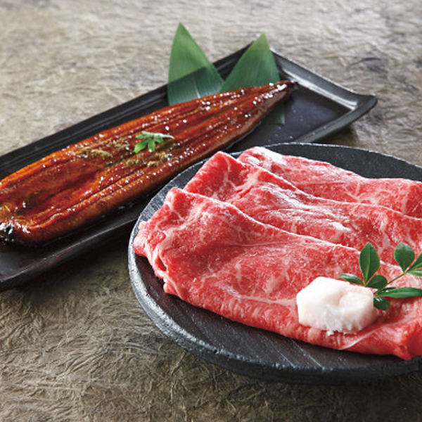 神戸ビーフ(モモすき焼き肉）＆鹿児島県産うなぎ蒲焼