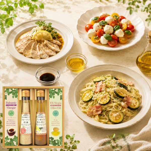 飛騨高山ファクトリー すこやかドレッシングとオリーブオイル＆ビネガー