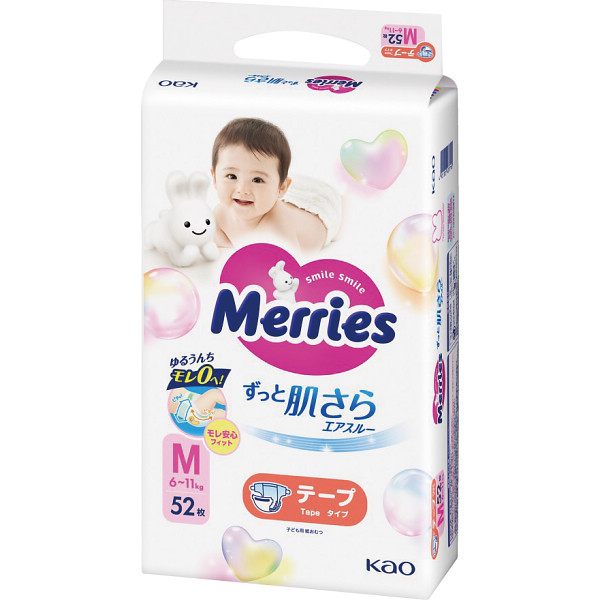 メリーズ エアスルー テープ Ｍサイズ(５２枚)
