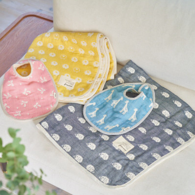 ふわら　ガーゼケット・スタイセット　ネイビー