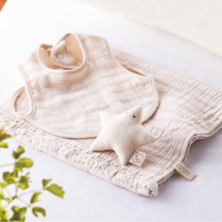 天衣無縫　スラブガーゼ　フェイスタオル＆スタイ　ほしセット　A