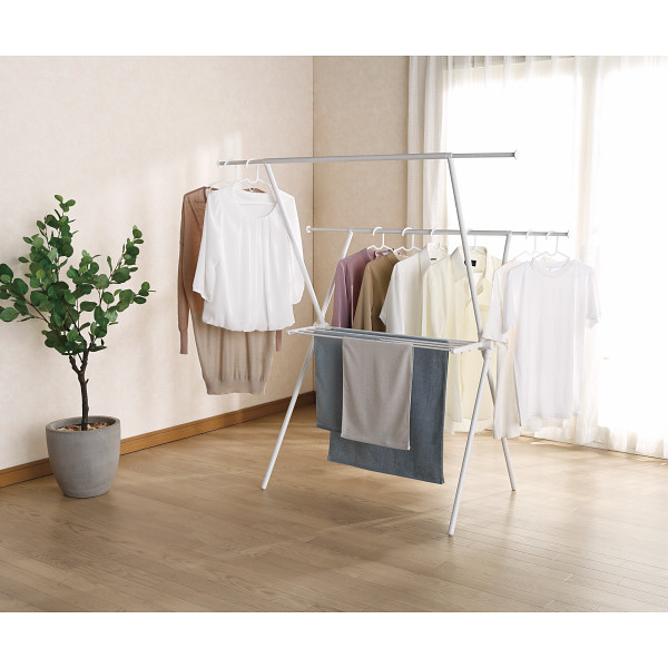 タオル掛け付室内物干し　Ｘ型