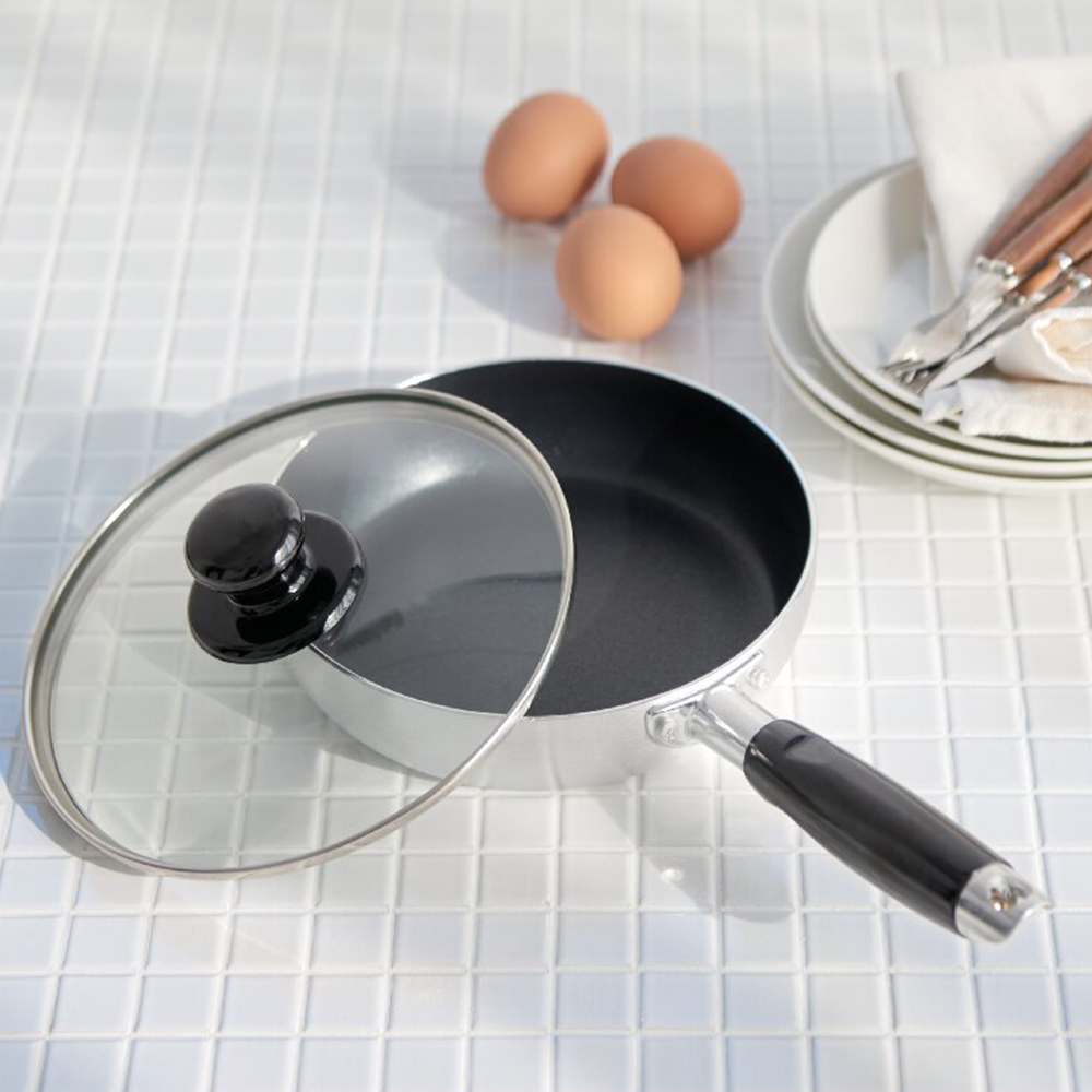 IH対応ガラス蓋付アルミフライパン(18cm)