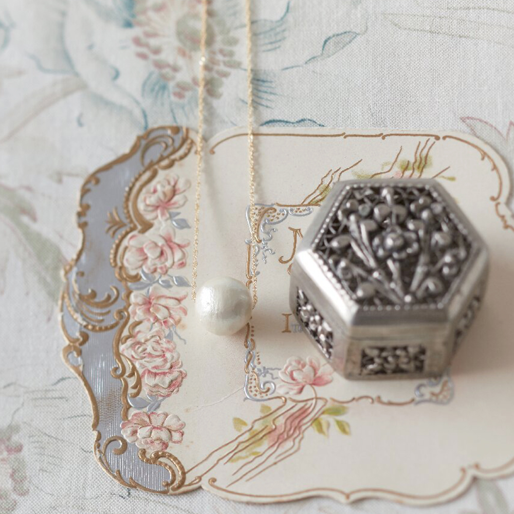 コットンパール一粒ネックレス