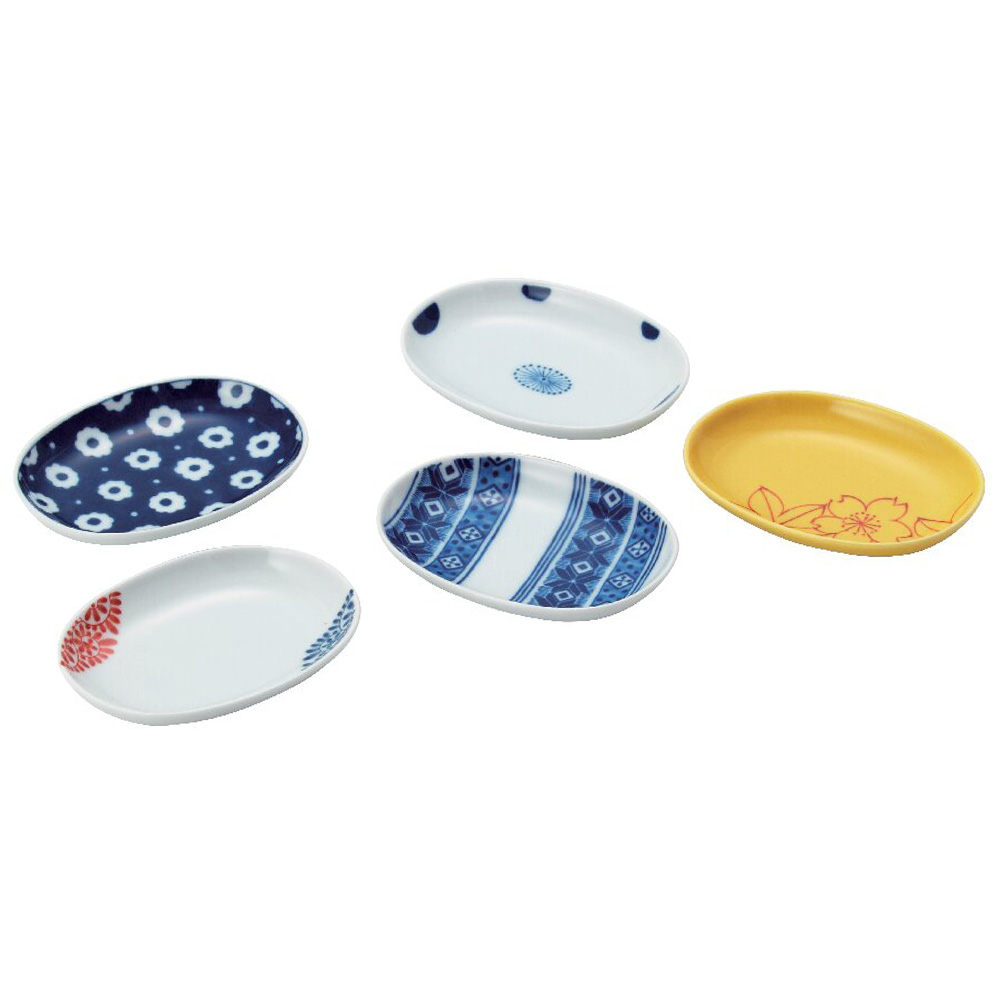 絵変り 豆楕円皿揃