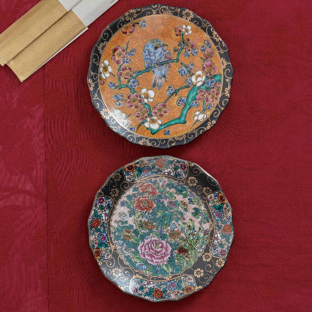 九谷焼 13cm皿揃 吉田屋 錦絵