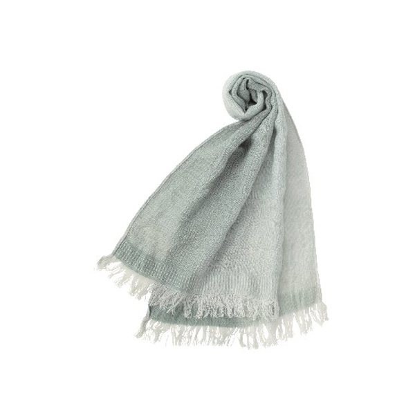 天然草木染すみれ織ウールコットンショートマフラー(グリーン)