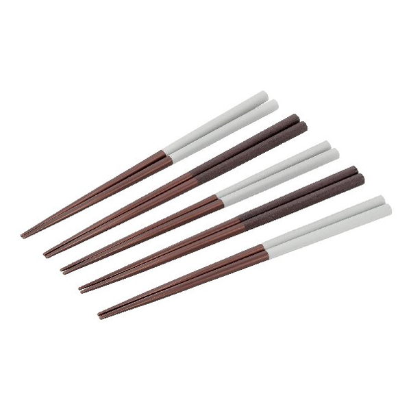 コロン箸5膳セット(ブラウン・ホワイト)