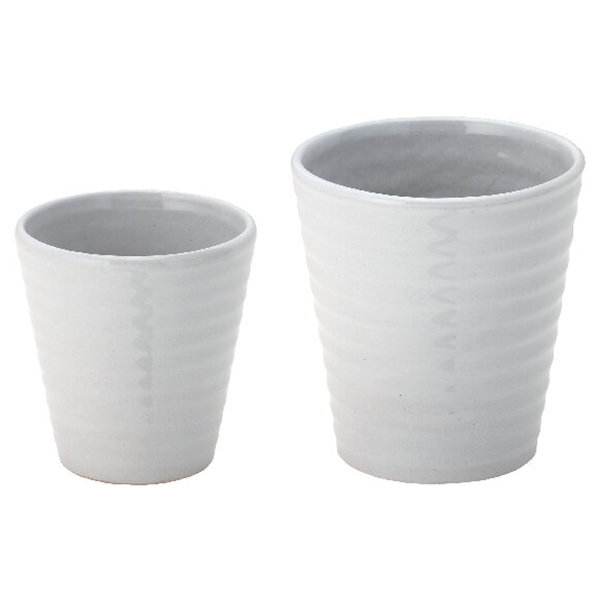 陶器植木鉢B2点セット(ホワイト)