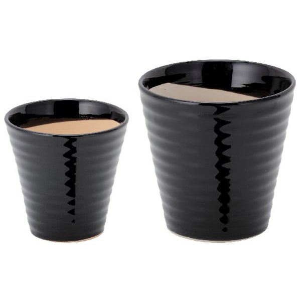 陶器植木鉢B2点セット(ブラック)