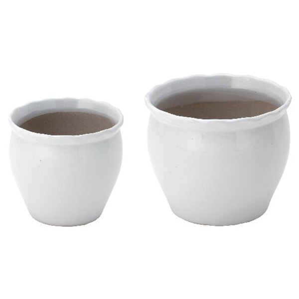 陶器植木鉢A2点セット(ホワイト)