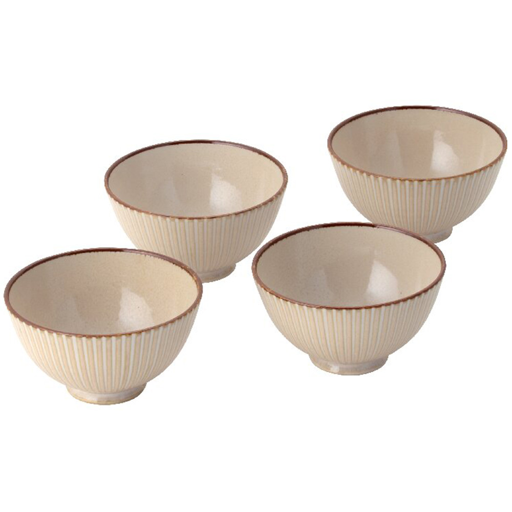 千筋十草 飯碗4点セット(粉引)