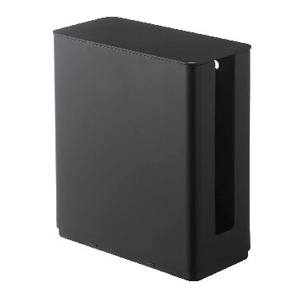 重ねられるスリム蓋付きルーター収納ケース (ブラック)