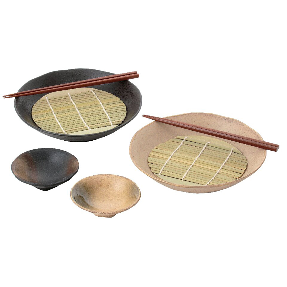 釉変り ペア麺皿セット(薬味皿付)