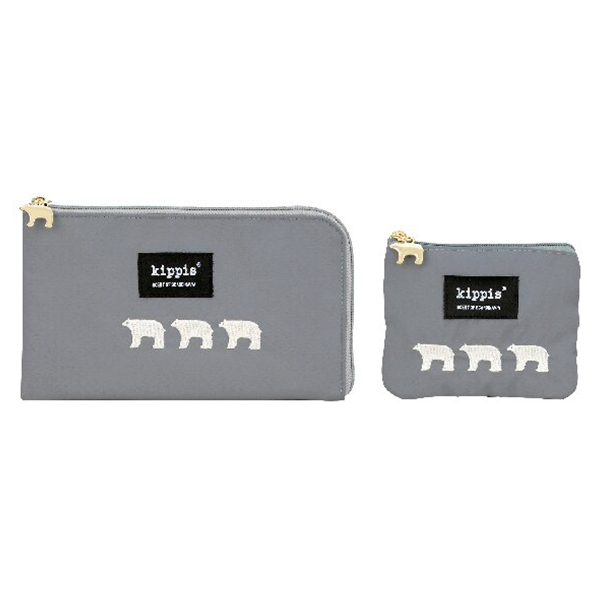 キッピス ティッシュ・マスクポーチセット(グレー)