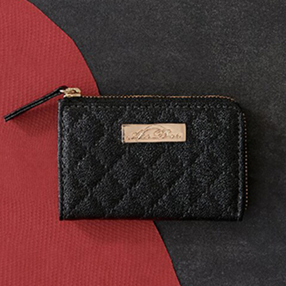 アークドール キルティングL字ファスナー小銭入れ(ブラック)