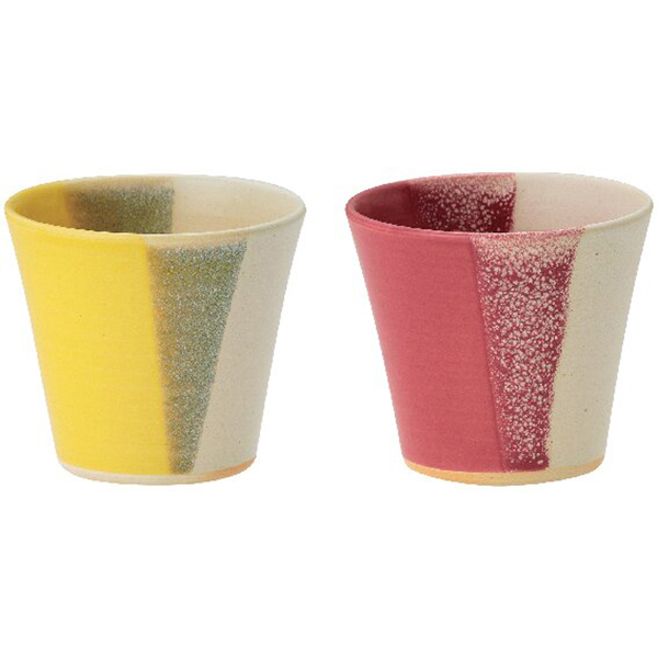 京焼  カップペア(イエロー・ピンク)