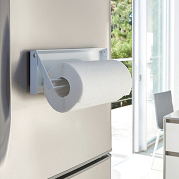 片手でカットマグネットキッチンペーパーホルダー(ホワイト)