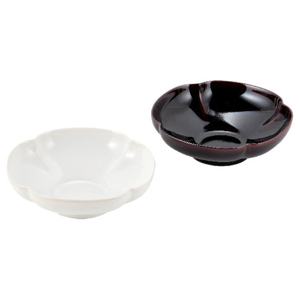 瑞々 木瓜鉢14cmペア(赤飴/にび白)