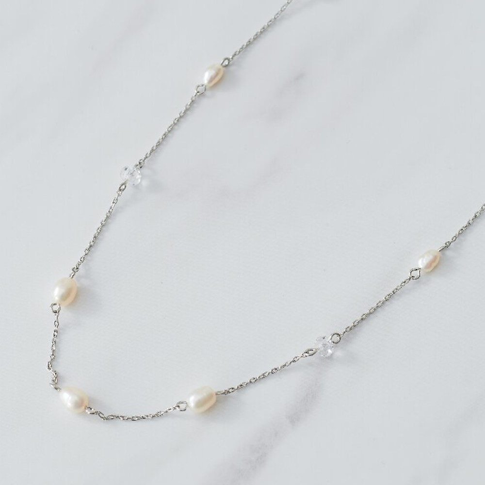 ステーション淡水パール・ガラスネックレス