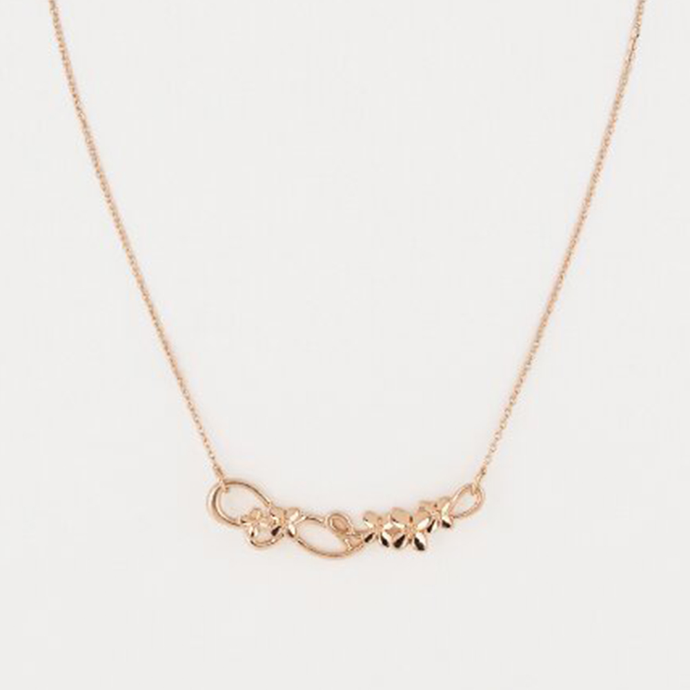 プライベートレーベル フラワーモチーフネックレス(マットゴールド色)