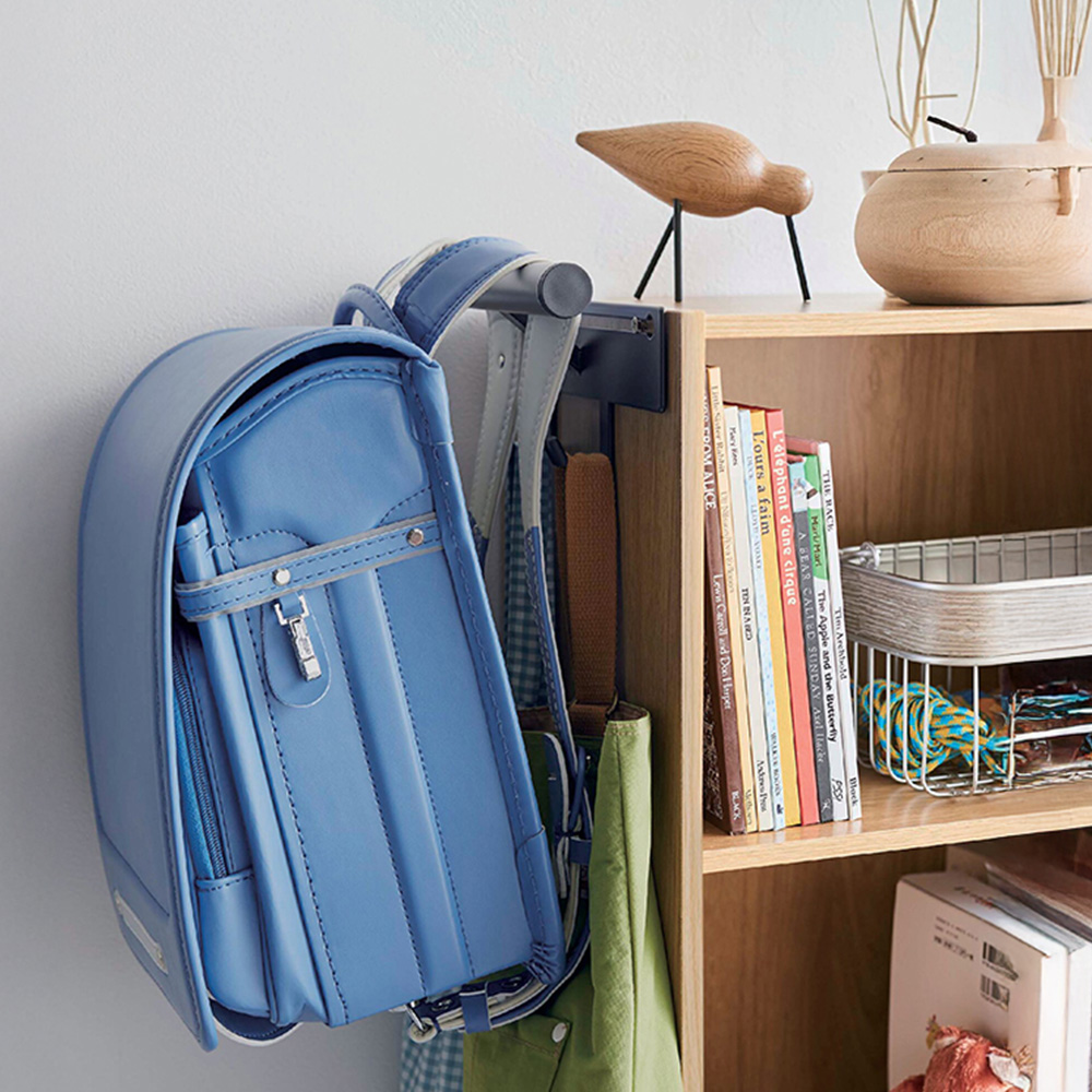 カラーボックス横 ランドセル・リュックハンガー(ブラック)