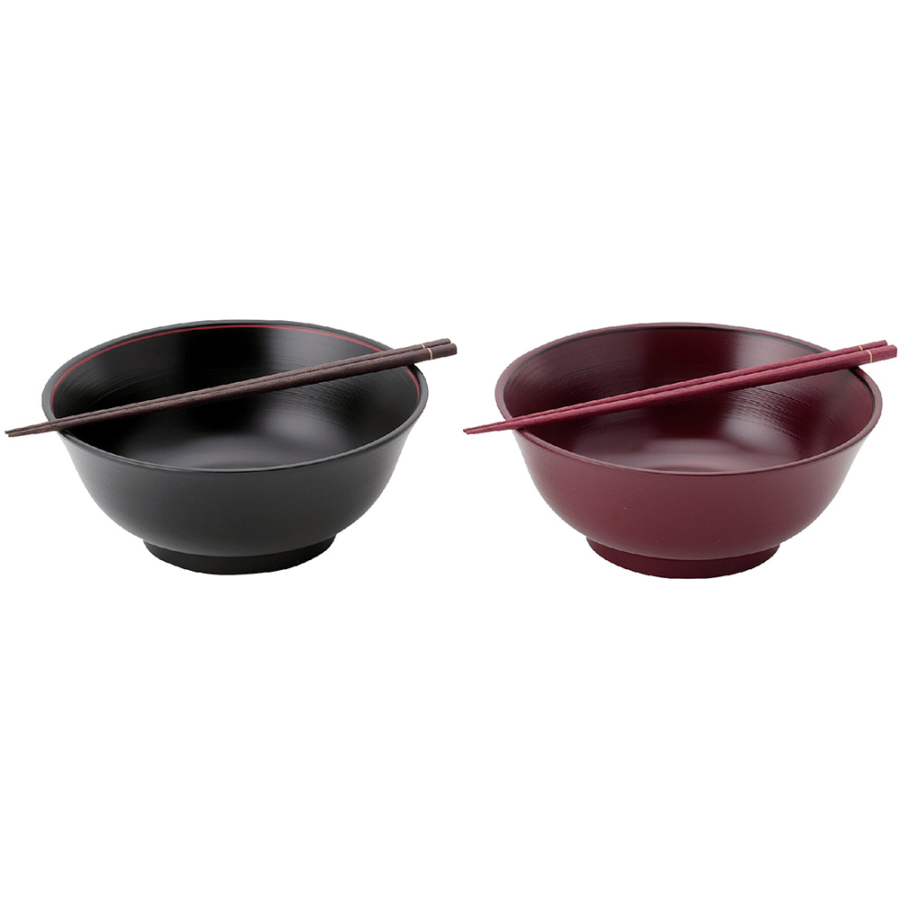 刷毛目らーめん鉢(黒・銀朱)