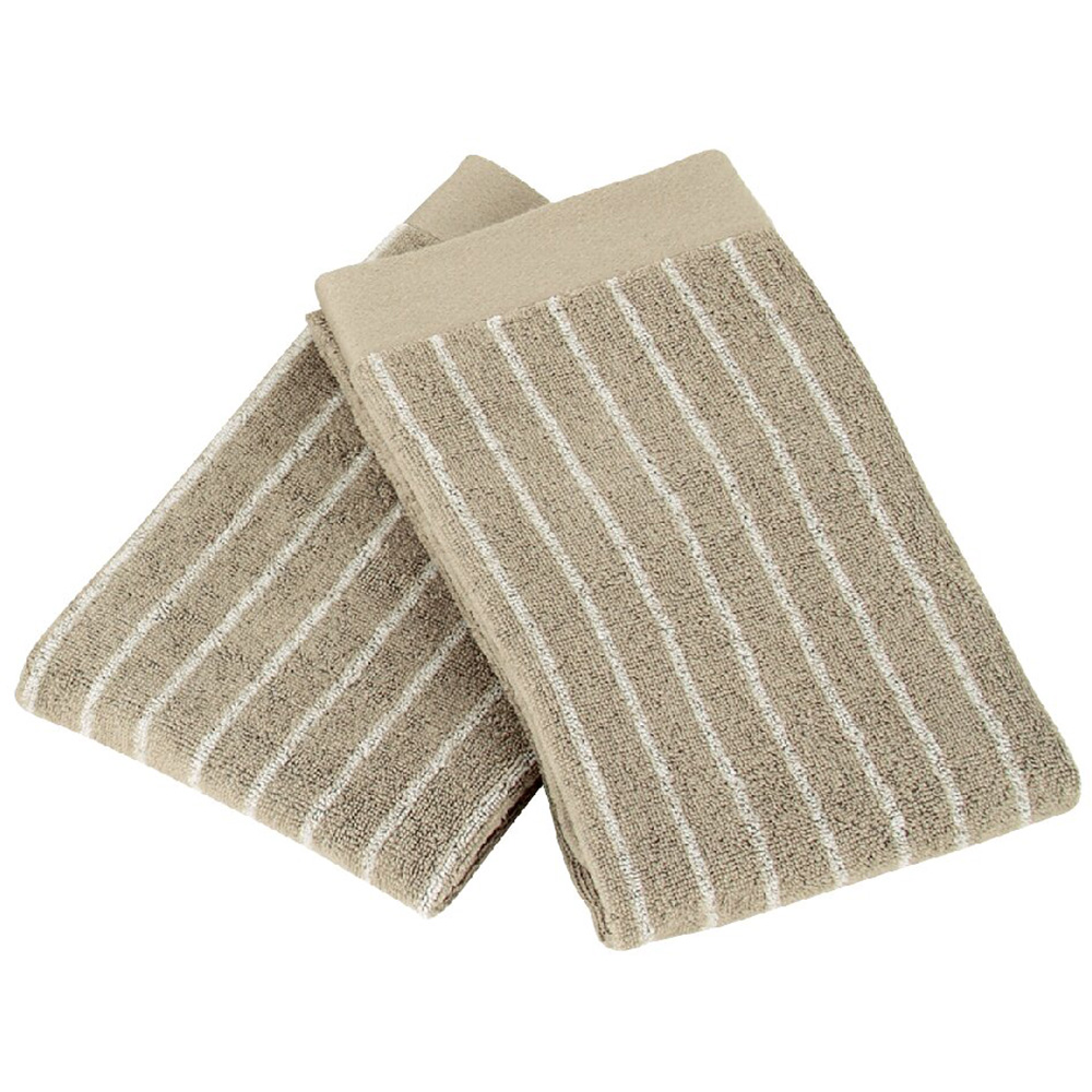 ピンストライプ タオルセット(ベージュ)