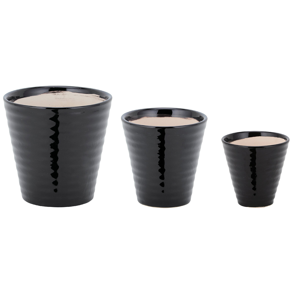 陶器植木鉢3点セット(ブラック)