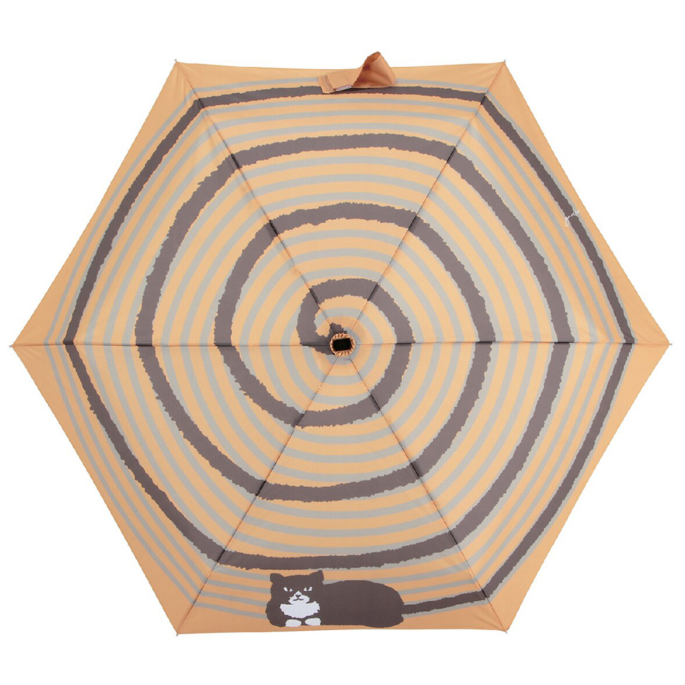 ニョッコ 折りたたみ傘 うずまきキャット(マスタード)