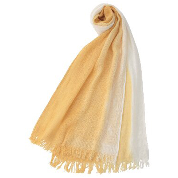 天然草木染なつめ織コットンマフラー(イエロー)
