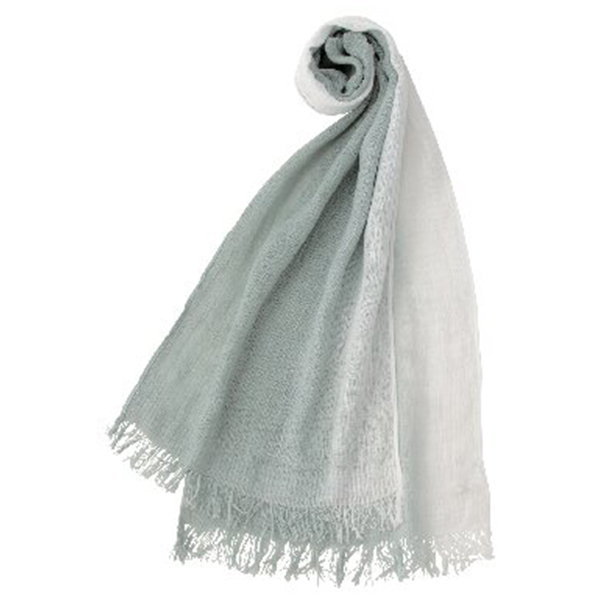 天然草木染なつめ織コットンマフラー(グリーン)