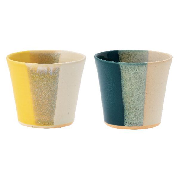 京焼 カップペア(イエロー・碧)