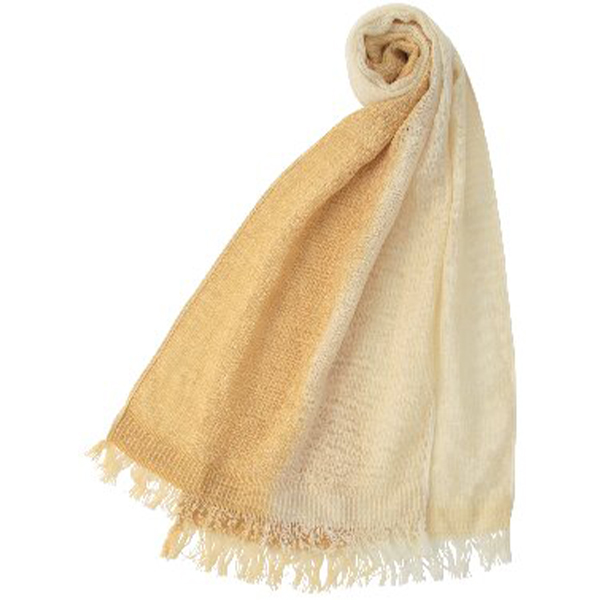 天然草木染 すみれ織ウールコットンマフラー(イエロー)