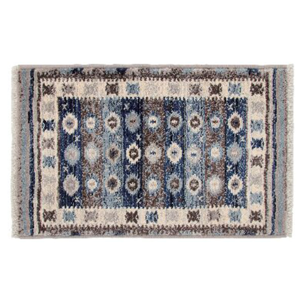 フリンジ付ウィルトン織マット(ネイビー)