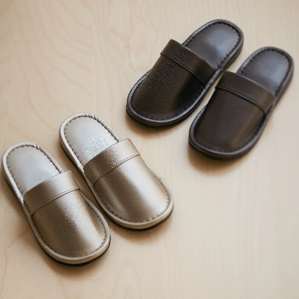 スリッパ2足セット(メタリックグレー・シャンパン)