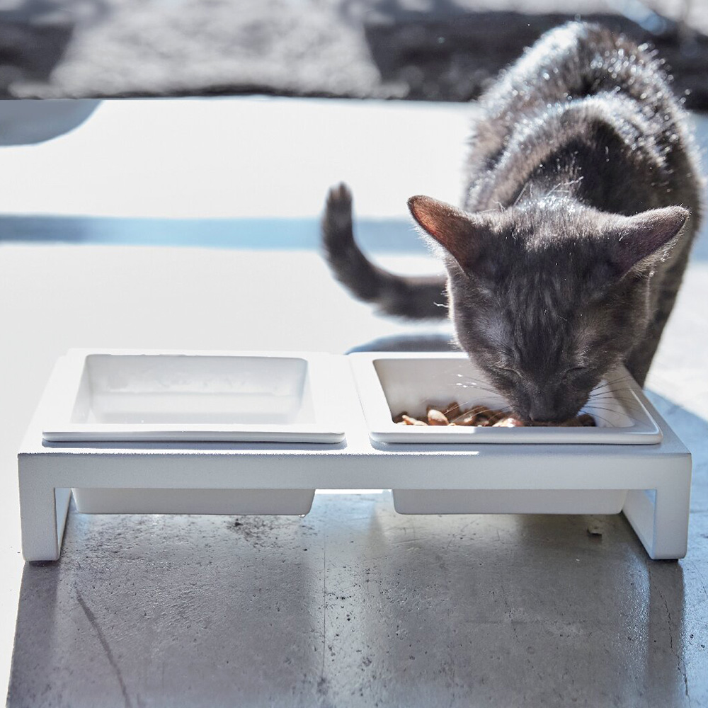 ペットフードボウルスタンドセット(ホワイト)