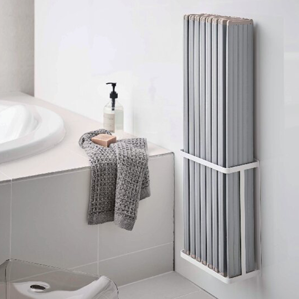 マグネットバスルーム折り畳み風呂蓋ホルダー(ホワイト)