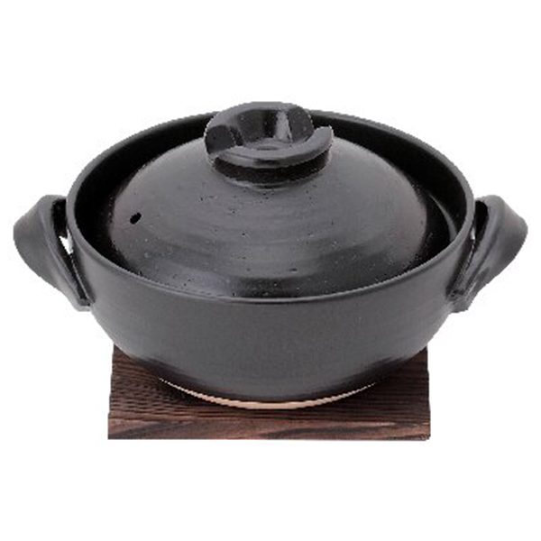 土鍋(焼杉板付)(黒)
