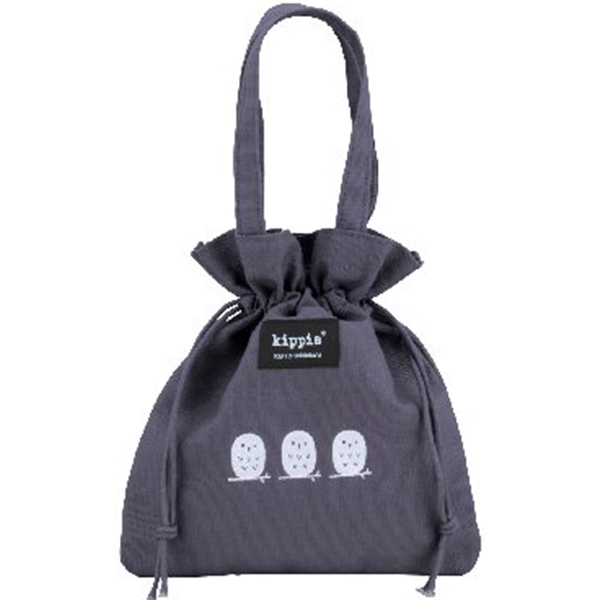 キッピス 巾着ミニトートバッグ(チャコールグレー)