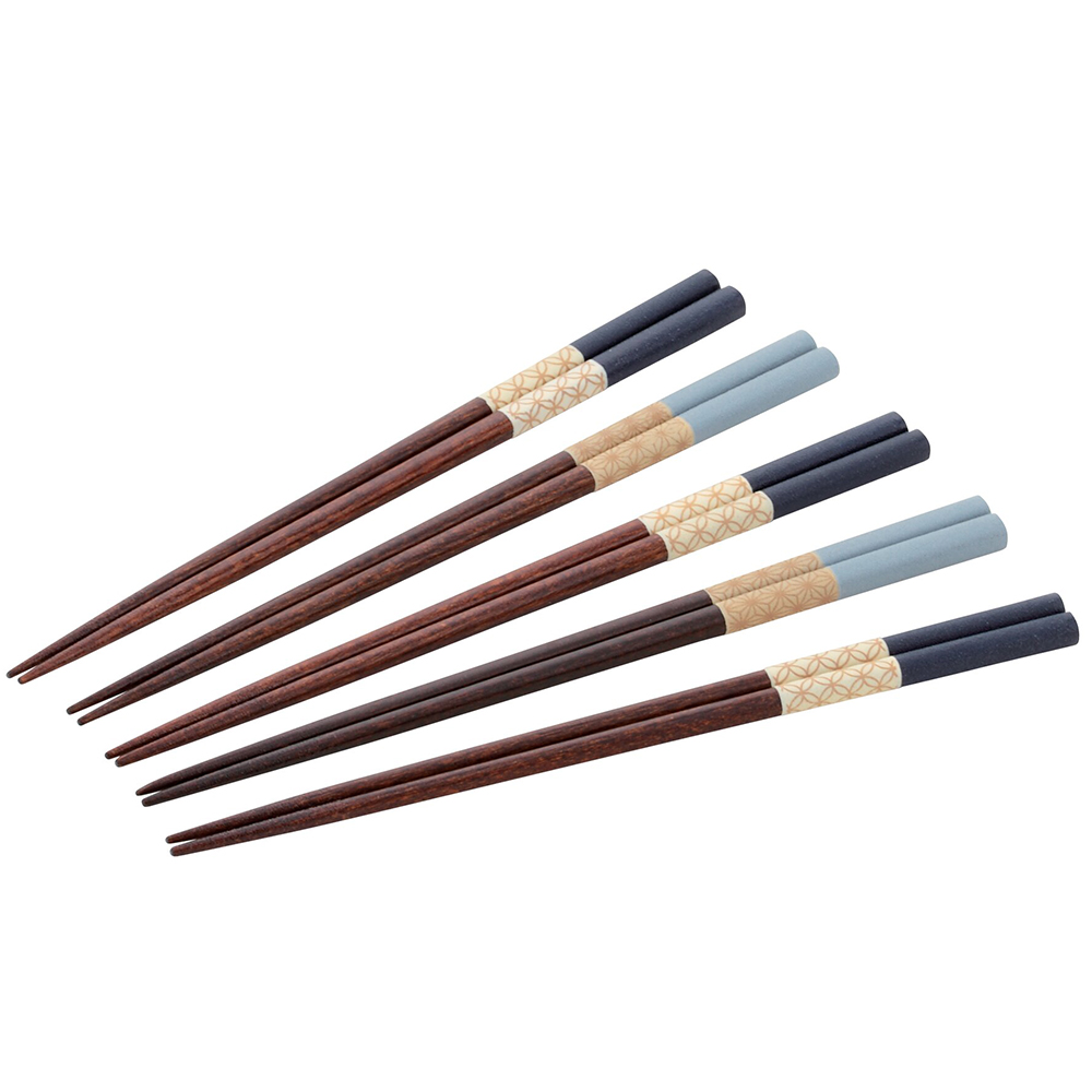 ハイカラ箸5膳セット(麻の葉・七宝)