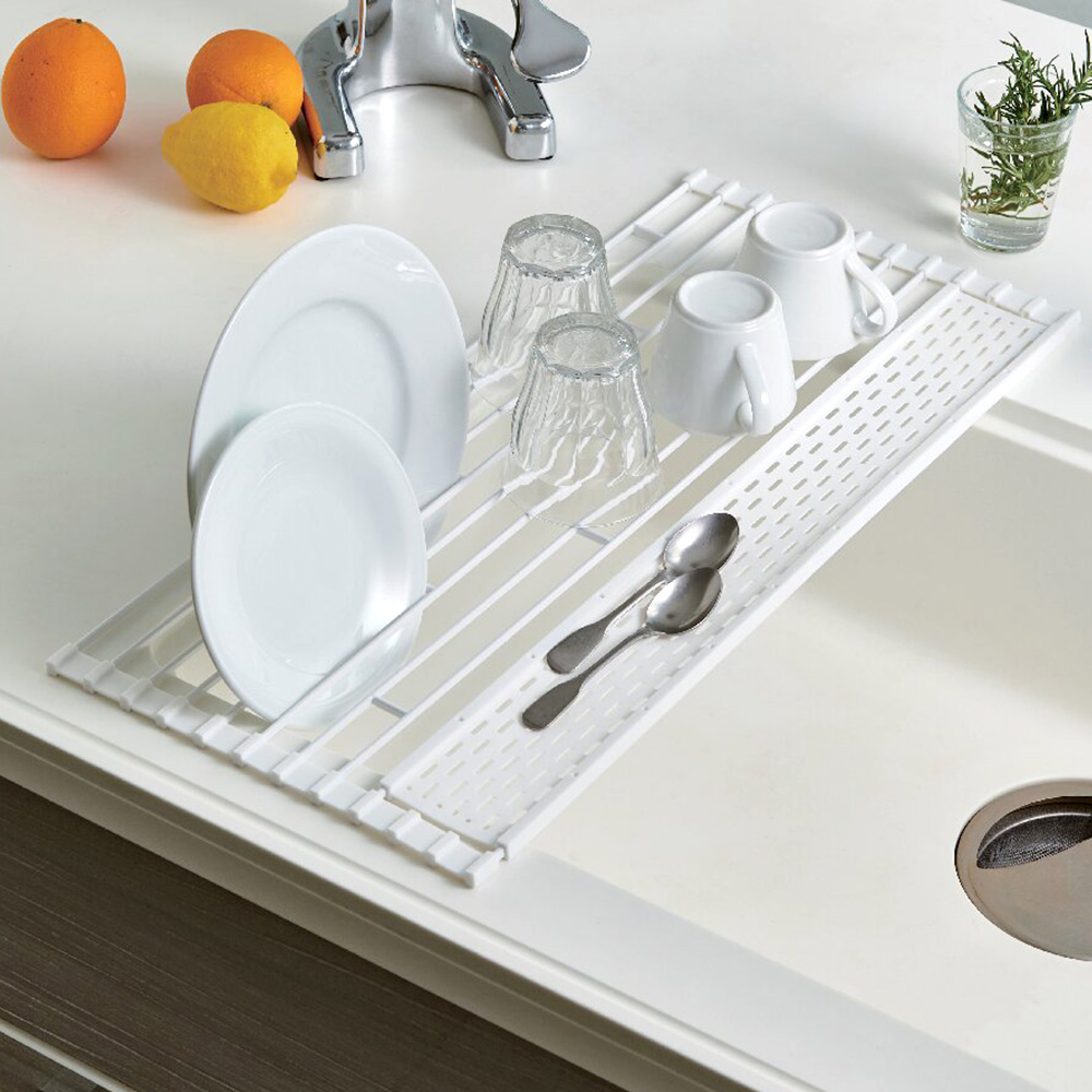 折り畳み水切り シリコｰントレｰ付(ホワイト)