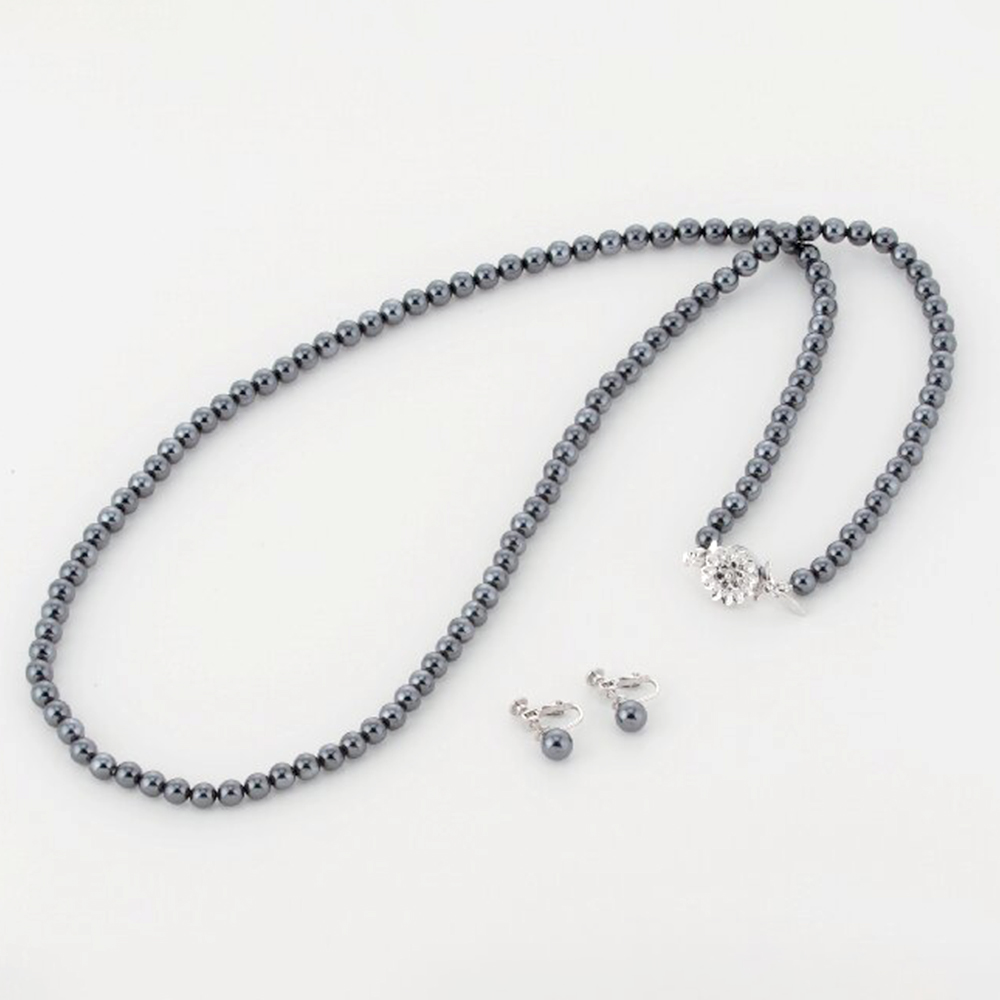 ドゥー ナイスクラップ ロングネックレス・イヤリングセット(ダークグレー)